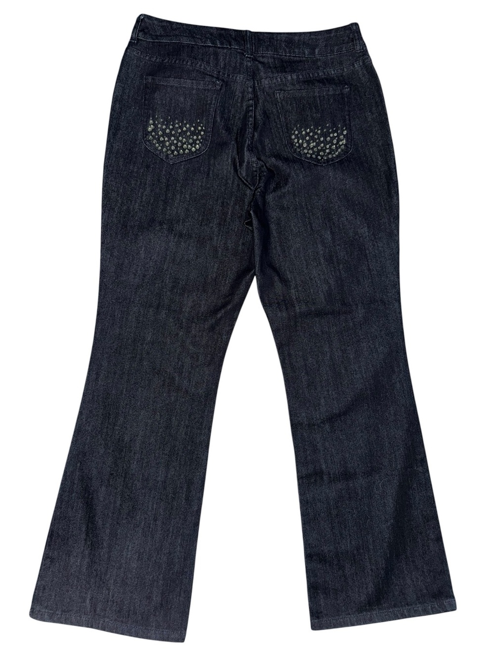 Chico’s Platinum Dark Wash Rhinestone Embellished Bootcut Jeans Size 2 Short